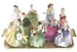 Collection of nine Royal Doulton lady figures,