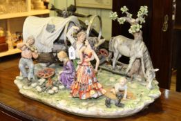 Large Capodimonte group 'The Gypsy Encampment'