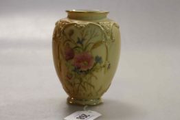Royal Worcester blush ivory vase, painted with a floral spray, no.