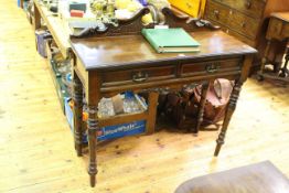 Late 19th Century mahogany two drawer hall table on turned legs