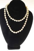 Long rice shaped freshwater pearl necklace