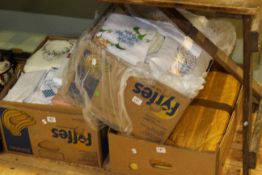 Three boxes of various linen