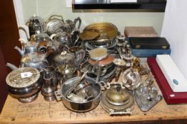 Collection of silver plated ware, Piquot ware, cutlery,