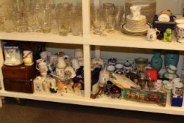 Ringtons and various china, Edinburgh crystal flutes, Victorian boxes, footstools,