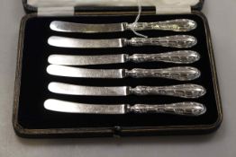 Set of six silver handled tea knives, Sheffield 1918,