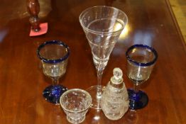 Collection of glass including large wine, pair of goblets,