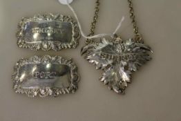 Victorian silver sherry label, Charles Rawlings & William Summers,