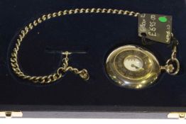 Bernex Swiss Timepiece sterling silver half hunter pocket watch with watch chain and box