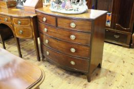 Georgian mahogany bow front chest of two short above three long drawers on splayed legs,
