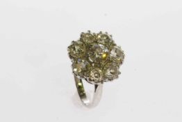WITHDRAWN Large 18 carat white gold eight stone diamond cluster ring, centre stone 0.