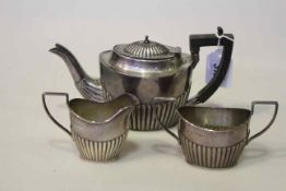 Chester silver three-piece bachelor's tea service, various marks, 11.
