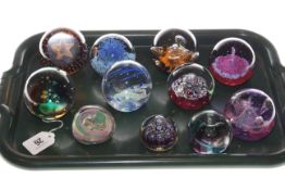 Collection of Scottish glass paperweights including Caithness