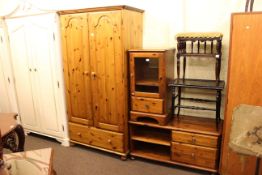 Ducal pine two door wardrobe and two Ducal pine entertainment units (3)