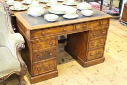Victorian mahogany eight drawer pedestal desk,