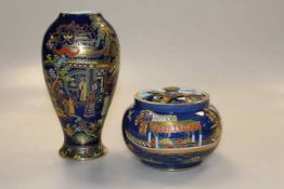 Carlton Ware Chinoiserie vase and tobacco jar,