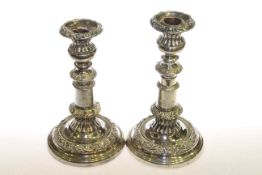 Pair early 19th Century silver plated candlesticks