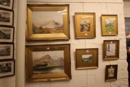 Pair William Baker signed gilt framed highland watercolours,