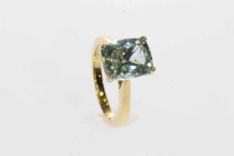 18 carat gold large cushion shape aquamarine ring,