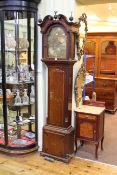Antique inlaid oak cased 30 hour longcase clock having arched brass dial inscribed Robert Thornton