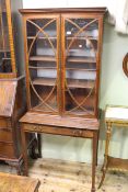 19th Century mahogany two door display cabinet on later single drawer base, 171cm high by 74.