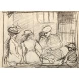 John Duncan Fergusson RBA (Scottish 1874-1961) ARR, Gilt framed pencil drawing, ‘Salle d’Attente,