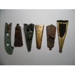 A COLLECTION OF MISCELLANEOUS MEDIEVAL SWORD AND DAGGER-CHAPES of iron, copper-alloy and lead-alloy,