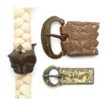 A COLLECTION OF MEDIEVAL BUCKLES OF VARIOUS PATTERNS including one of gilt-copper-alloy, possibly