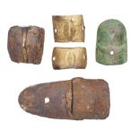 A GROUP OF DETACHED ELEMENTS OF GAUNTLETS OF THE LATE 14TH AND EARLY 15TH CENTURIES including