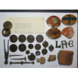 ASSORTED HISTORICAL AND EXCAVATED ITEMS including an iron nail recovered from the Mary Rose; a