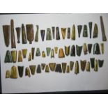 A LARGE GROUP OF MEDIEVAL FOLDED SHEET-METAL CHAPES, 14TH AND 15TH CENTURY mostly plain tapering,