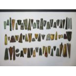 A COLLECTION OF SIXTY-TWO FOLDED SHEET-METAL MEDIEVAL CHAPES, MOSTLY 14TH / 15TH CENTURY plain