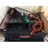 A box of tool box and tools, hand saws,