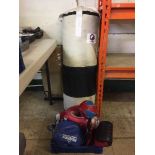 A punch bag with fixing bracket,