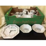 Three boxes of wall plates, kitchen storage jars, Johnson Bros.