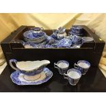 A box of Spode blue and white china