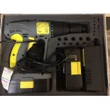 A cased Cougar 24 volt electric drill with battery and charger