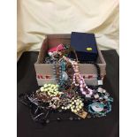 A box of large quantity of assorted costume jewellery