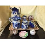 A tray of Maling dish, Clarice Cliff plate, pair of Imari vases, Kutani milk jug,