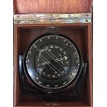 A souwesta ship's compass in wooden box by Heath of London