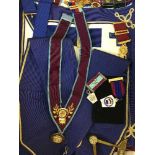 A box of collection of Masonic regalia - medals and badges