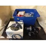 Two boxes of fishing equipment - reels, boxed Quantum Krypton boat reel,