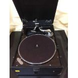 A mid 20th century HMV table top portable gramophone