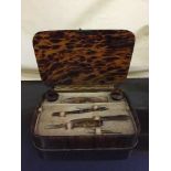 A 19th century tortoiseshell lady's vanity case