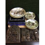 A tray of assorted collector's plates, Wedgwood farming scenes,