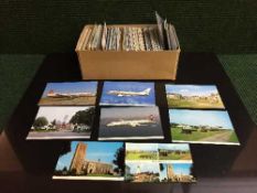 A box containing a quantity of British postcards - Towns and Aircraft