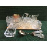 A tray of assorted lead crystal including basket, fruit bowls,