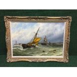 Stuart Henry Bell : Morning after the gale off Sunderland, oil on canvas, signed, 49 cm x 74 cm,
