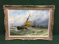 Stuart Henry Bell : Morning after the gale off Sunderland, oil on canvas, signed, 49 cm x 74 cm,