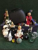 Two boxes of mid twentieth century Walt Disney Mickey Mouse, assorted dolls of the world,