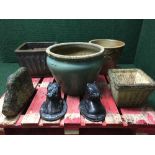 Four assorted garden planters,